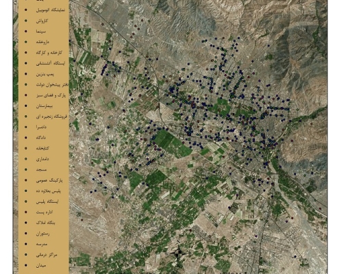ژئودیتایس شهر کرج شامل لایه های اصلی شهری بصورت شیپفایل نقطه ای GIS shapefile urban layers in Karaj Geodatabase