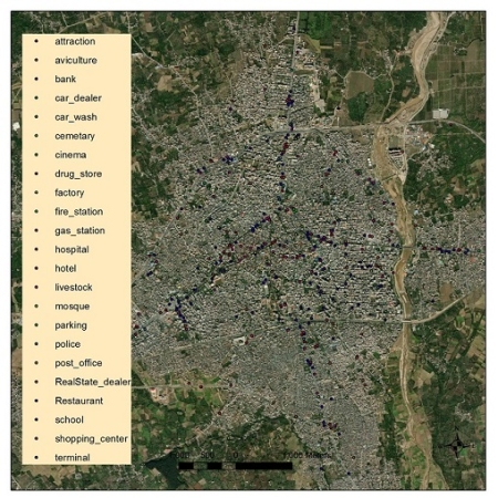 ژئودیتایس شهر ساری شامل لایه های اصلی شهری بصورت شیپفایل نقطه ای Geodatabase of urban GIS layers of Sari City - point shapefiles