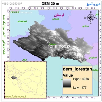نقشه موقعیت لایه دم استان لرستان در ایران